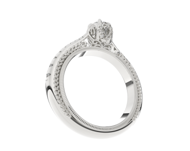 Beyaz arka planda izole edilmiş gümüş mücevherli bir yüzük.