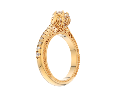 Beyaz arka planda izole edilmiş elmas bir yüzük.