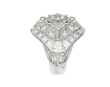 Beyaz arka planda elmas alyans. yüksek çözünürlüklü 3d resim