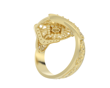 Siyah takılı altın alyans.