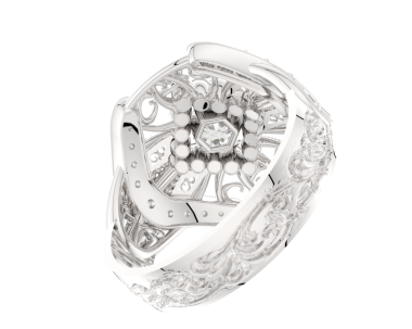 Beyazın üstünde elmaslar olan alyans. 3d illüstrasyon.