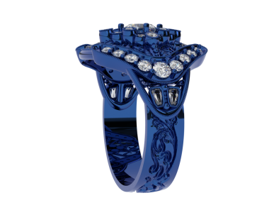 Siyah arka planda zinciri olan dekoratif bir bileziğin üç boyutlu çizimi