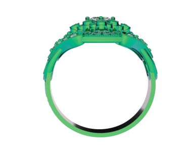 Beyaz arka planda elmas yüzüklü yeşil mücevherler