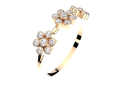 3D resim, elmas yüzükle izole edilmiş altın yüzük.