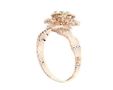 Elmaslı 3 boyutlu altın yüzük