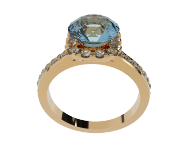 Elmaslı altın alyans. 3d illüstrasyon