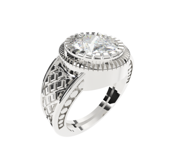 Elmaslı gümüş yüzük. Siyah arka planda mücevherler. 3d oluşturma.