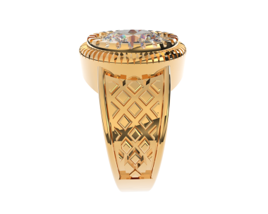 Beyaz arka planda kristal desenli altın bardak. 3d oluşturma