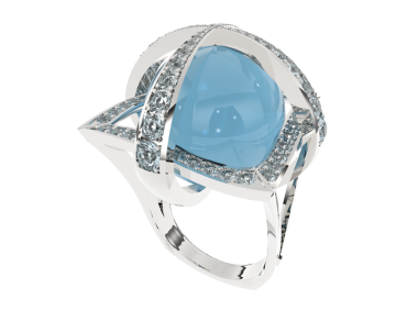 Elmaslı gümüş yüzük. 3d oluşturma