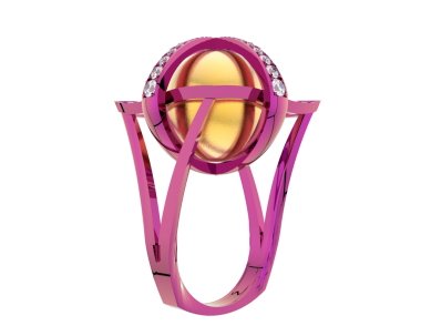 Beyaz arkaplanda izole edilmiş 3 boyutlu altın bir yüzük.