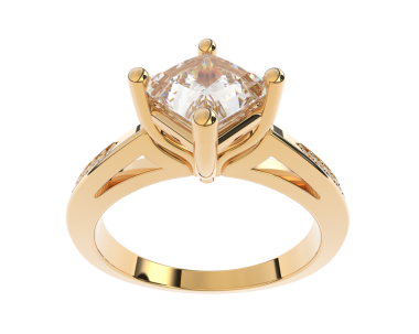 Elmas nişan yüzüğü 3 boyutlu izole edilmiş.