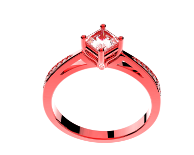 3 boyutlu kırmızı elmas yüzük.