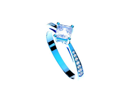 Siyah bir arkaplanda elmas bir nişan yüzüğü.