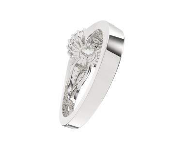 Elmaslı gümüş alyans. 3 d