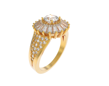 Altın yüzük beyaz arka planda izole edilmiş elmas yüzük. 3d illüstrasyon