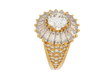 Elmas ve elmaslı altın dondurma külahı beyaz arka planda izole