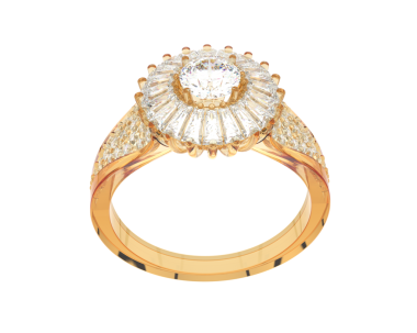 Beyaz bir arka plan üzerinde izole Pırlantalı altın yüzük