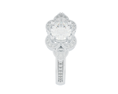 Siyah arka planda taç olan beyaz kristal.