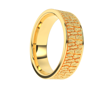 Alyans, kalp şeklinde, beyaz bir sırt deliğinde.