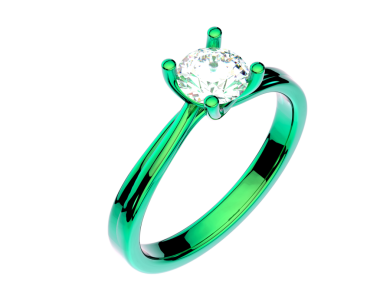 3 d görüntü izole edilmiş yeşil yüzük ve beyaz sırtında elmas