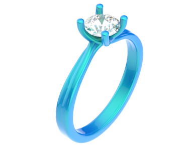 Nişan yüzüğünün 3 boyutlu resmi. Elmas yüzük siyah arkaplanda izole edilmiş..