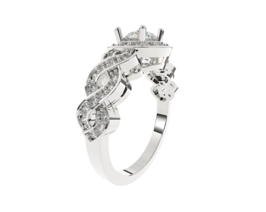 Beyaz arkaplandaki elmas yüzükle