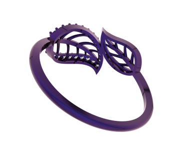 Beyaz arka planda mor renkte güzel bir alyans.