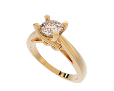 Beyaz zemin üzerinde elmaslar olan sarı yüzüğün üç boyutlu resmi