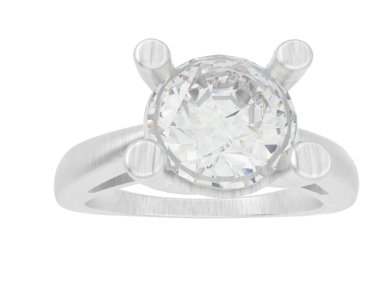 Elmaslı gümüş yüzük. 3d oluşturma