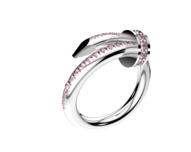 Siyah arkaplanda elmasla izole edilmiş halka 3 d illüstrasyon.