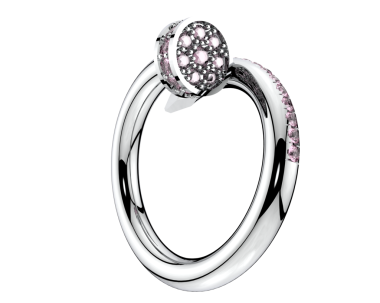 Elmaslı bir elmas yüzüğün 3 boyutlu görüntüsü