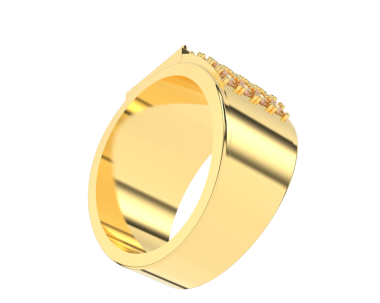 Elmas desenli altın bir alyans. 3d illüstrasyon.