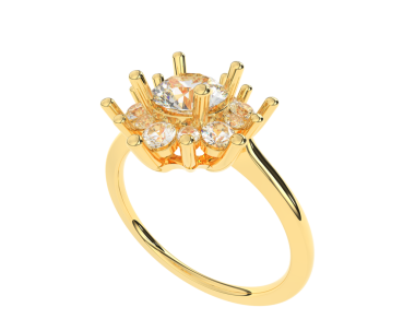 3D resim beyaz üzerine izole edilmiş, altın yüzüklü ve elmaslı.