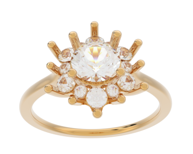 Elmas yüzük beyaz arkaplanda izole edilmiş. Mücevher. 3d illüstrasyon