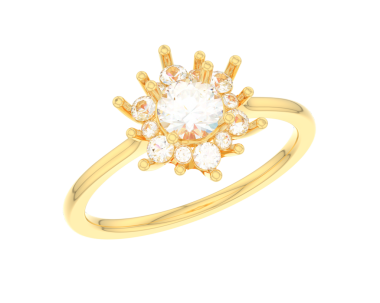 Beyaz arkaplanda elmaslarla izole edilmiş altın yüzük. 3 Boyutlu Hazırlama