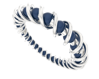 Üç boyutlu spiral kıvrımlı kurdele şekli beyaz bir arkaplanda izole edilmiş.