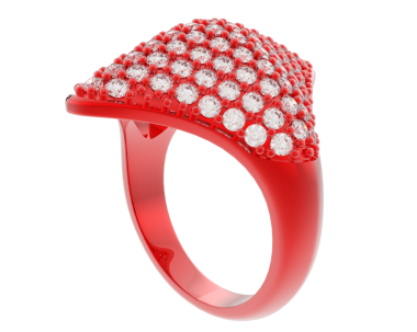 3 boyutlu elmaslı kırmızı yüzük.