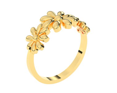 Elmas ve altın çiçekli altın yüzük