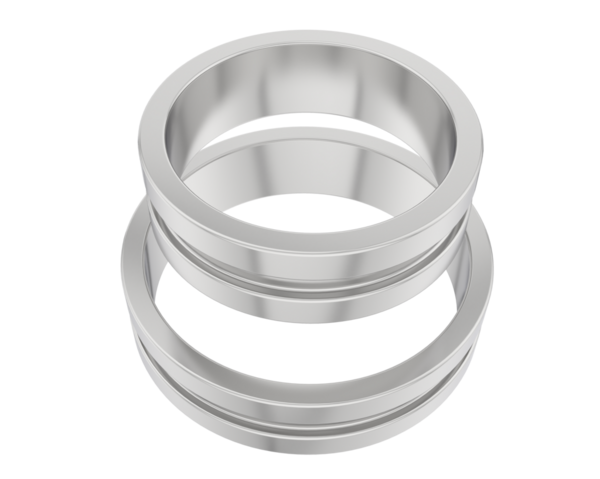 Beyaz arka planı olan gümüş bir yüzük. 3 Boyutlu Hazırlama