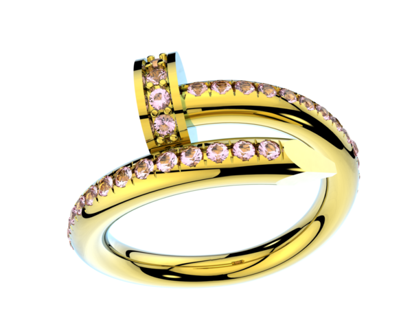 Beyaz arka planda altın bir yüzük. 3d oluşturma