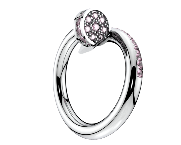 Elmaslı bir elmas yüzüğün 3 boyutlu görüntüsü