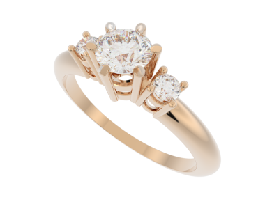 Beyaz arka planda izole edilmiş 3 boyutlu altın nişan yüzüğü.