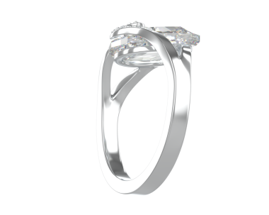 Beyaz değerli taşlı elmas yüzük. 3d illüstrasyon