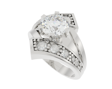 Elmaslı gümüş yüzük. Siyah arkaplanda izole