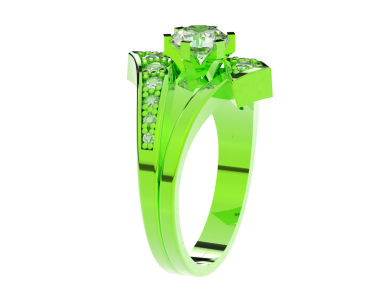 Beyaz arkaplanda izole edilmiş elmas alyans. 3 boyutlu illüstrasyon.