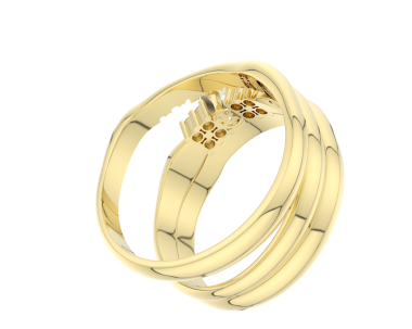 Beyaz arka planda altın alyanslar. 3d oluşturma