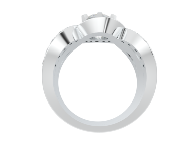 Beyaz arka planda elmas bir alyans. 3d oluşturma