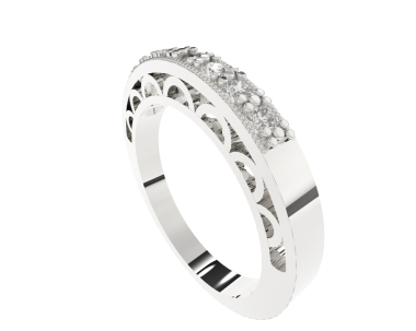 Siyah arkaplanda elmaslar olan gümüş yüzük