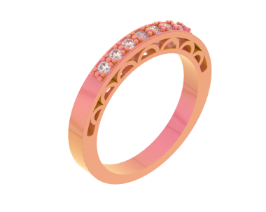 Beyaz arka planda izole edilmiş elmas yüzüklü üç boyutlu altın mücevher.