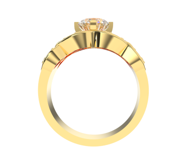 Elmaslı altın yüzük. 3d oluşturma